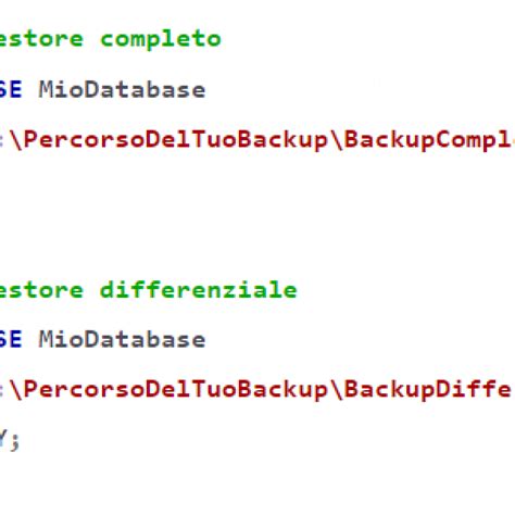 recupero per sql server